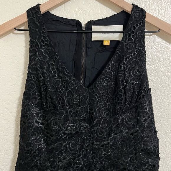 Leifsdottir Anthropologie Black Lace Eyelet Dress Lingonberry Sleeveless Size 4 - Picture 5 of 15